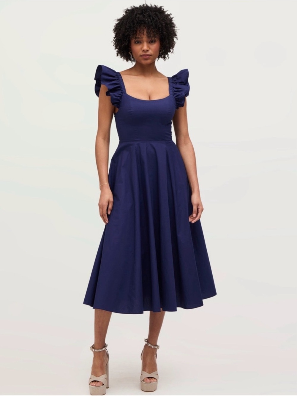 The Daphne Dress, Navy Midi Dress - Hill House